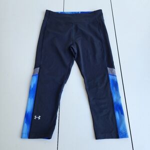 Under Armour Heat Gear Crop Pants Women's Activewear Black Blue  Compression M